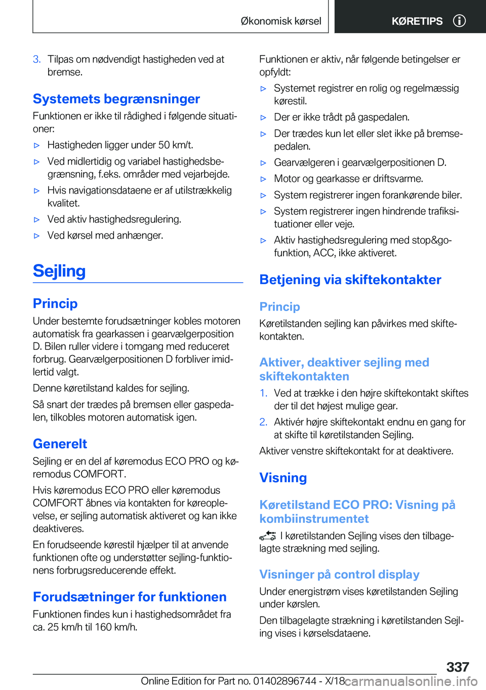 BMW X5 2019  InstruktionsbØger (in Danish) �3�.�T�i�l�p�a�s��o�m��n�