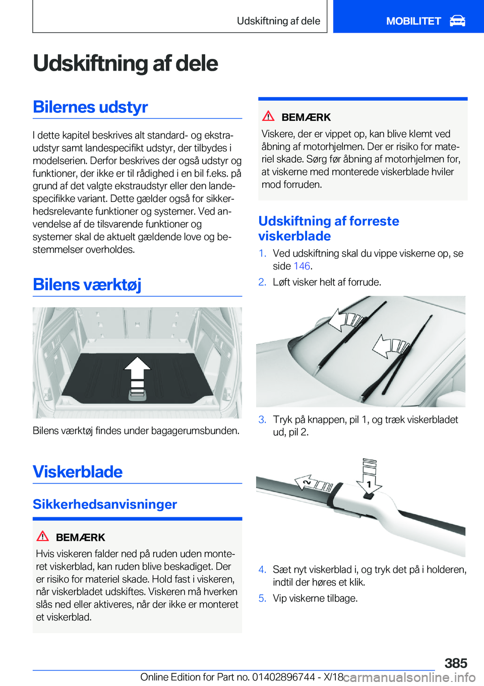 BMW X5 2019  InstruktionsbØger (in Danish) �U�d�s�k�i�f�t�n�i�n�g��a�f��d�e�l�e�B�i�l�e�r�n�e�s��u�d�s�t�y�r
�I��d�e�t�t�e��k�a�p�i�t�e�l��b�e�s�k�r�i�v�e�s��a�l�t��s�t�a�n�d�a�r�d�-��o�g��e�k�s�t�r�aj
�u�d�s�t�y�r��s�a�m�t��l�a�n
