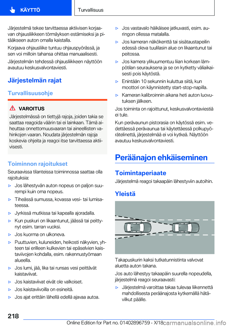 BMW X5 2019  Omistajan Käsikirja (in Finnish) �J�