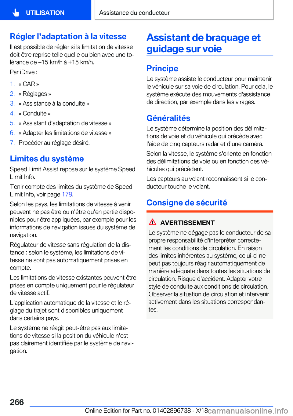 BMW X5 2019  Notices Demploi (in French) �R�é�g�l�e�r��l�'�a�d�a�p�t�a�t�i�o�n��