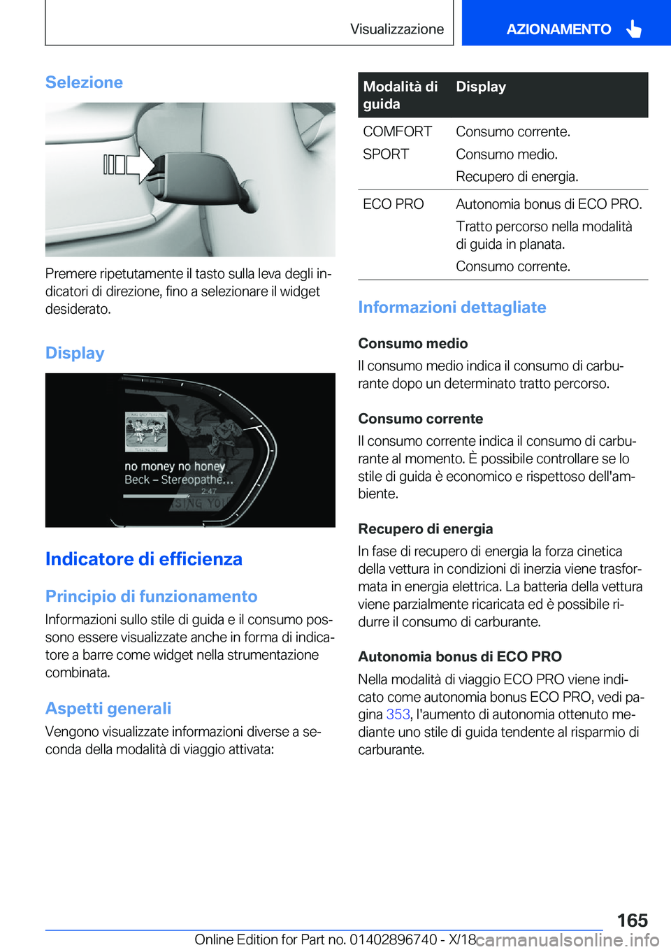 BMW X5 2019  Libretti Di Uso E manutenzione (in Italian) �S�e�l�e�z�i�o�n�e
�P�r�e�m�e�r�e��r�i�p�e�t�u�t�a�m�e�n�t�e��i�l��t�a�s�t�o��s�u�l�l�a��l�e�v�a��d�e�g�l�i��i�nª
�d�i�c�a�t�o�r�i��d�i��d�i�r�e�z�i�o�n�e�,��f�i�n�o��a��s�e�l�e�z�i�o�n�