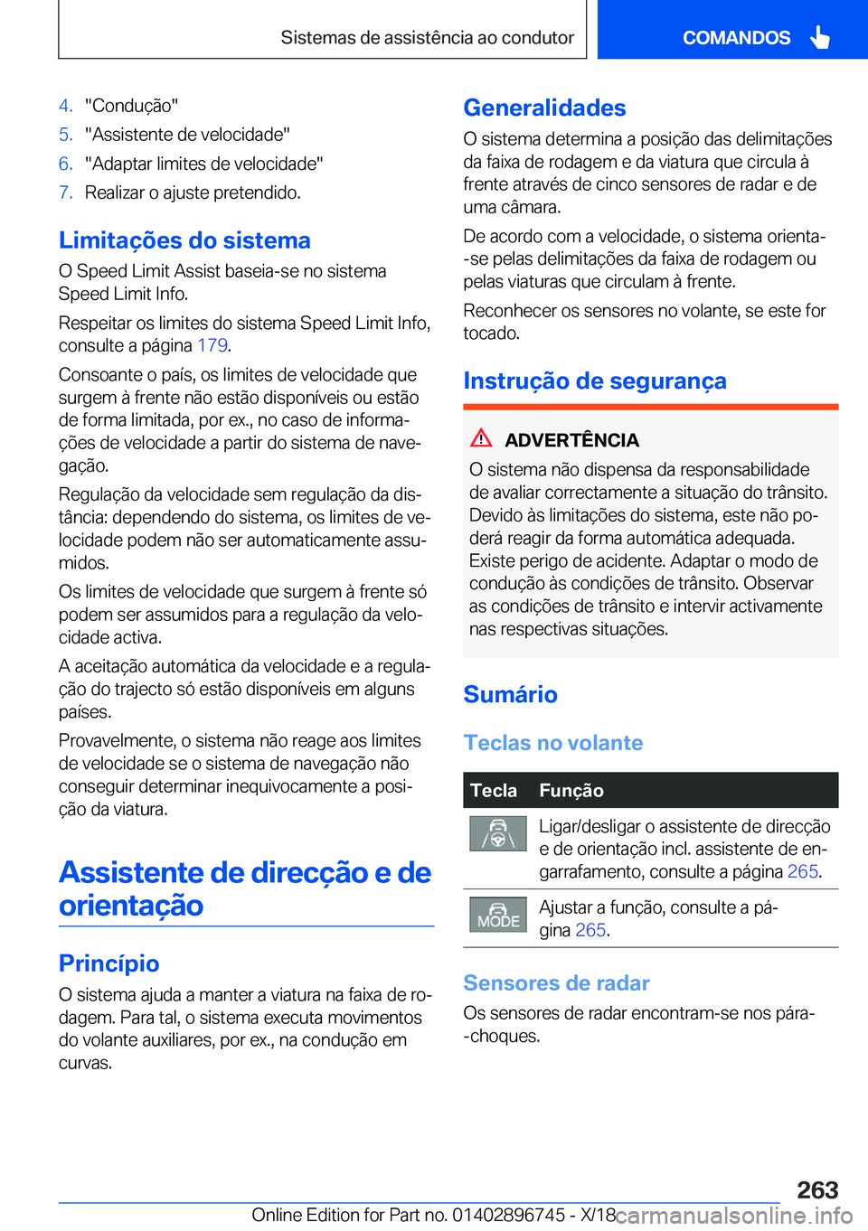 BMW X5 2019  Manual do condutor (in Portuguese) �4�.��C�o�n�d�u�