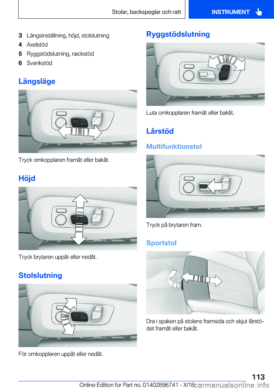 BMW X5 2019  InstruktionsbÖcker (in Swedish) �3�L�ä�n�g�s�i�n�s�t�ä�l�l�n�i�n�g�,��h�