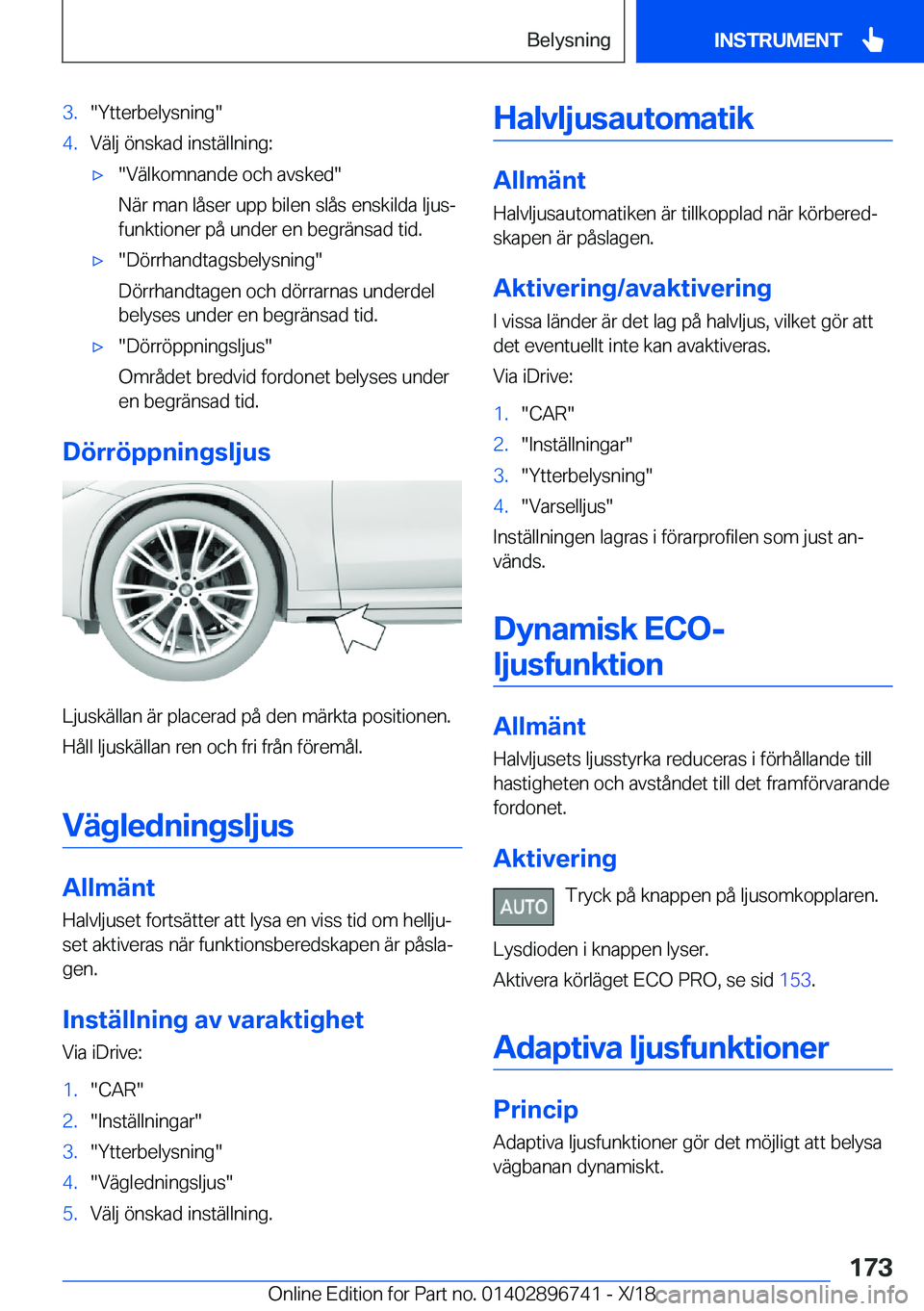 BMW X5 2019  InstruktionsbÖcker (in Swedish) �3�.��Y�t�t�e�r�b�e�l�y�s�n�i�n�g��4�.�V�ä�l�j��