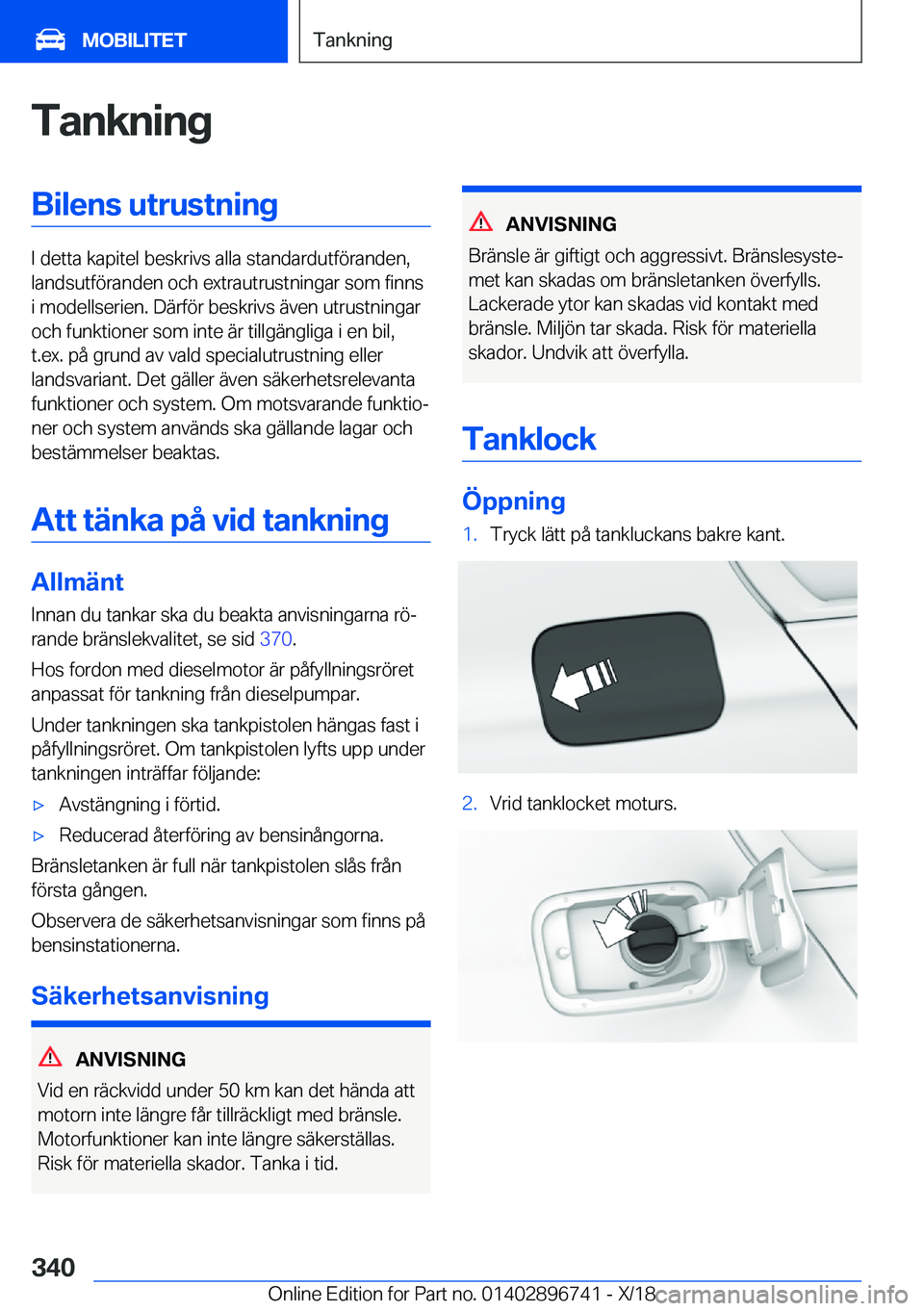 BMW X5 2019  InstruktionsbÖcker (in Swedish) �T�a�n�k�n�i�n�g�B�i�l�e�n�s��u�t�r�u�s�t�n�i�n�g
�I��d�e�t�t�a��k�a�p�i�t�e�l��b�e�s�k�r�i�v�s��a�l�l�a��s�t�a�n�d�a�r�d�u�t�f�