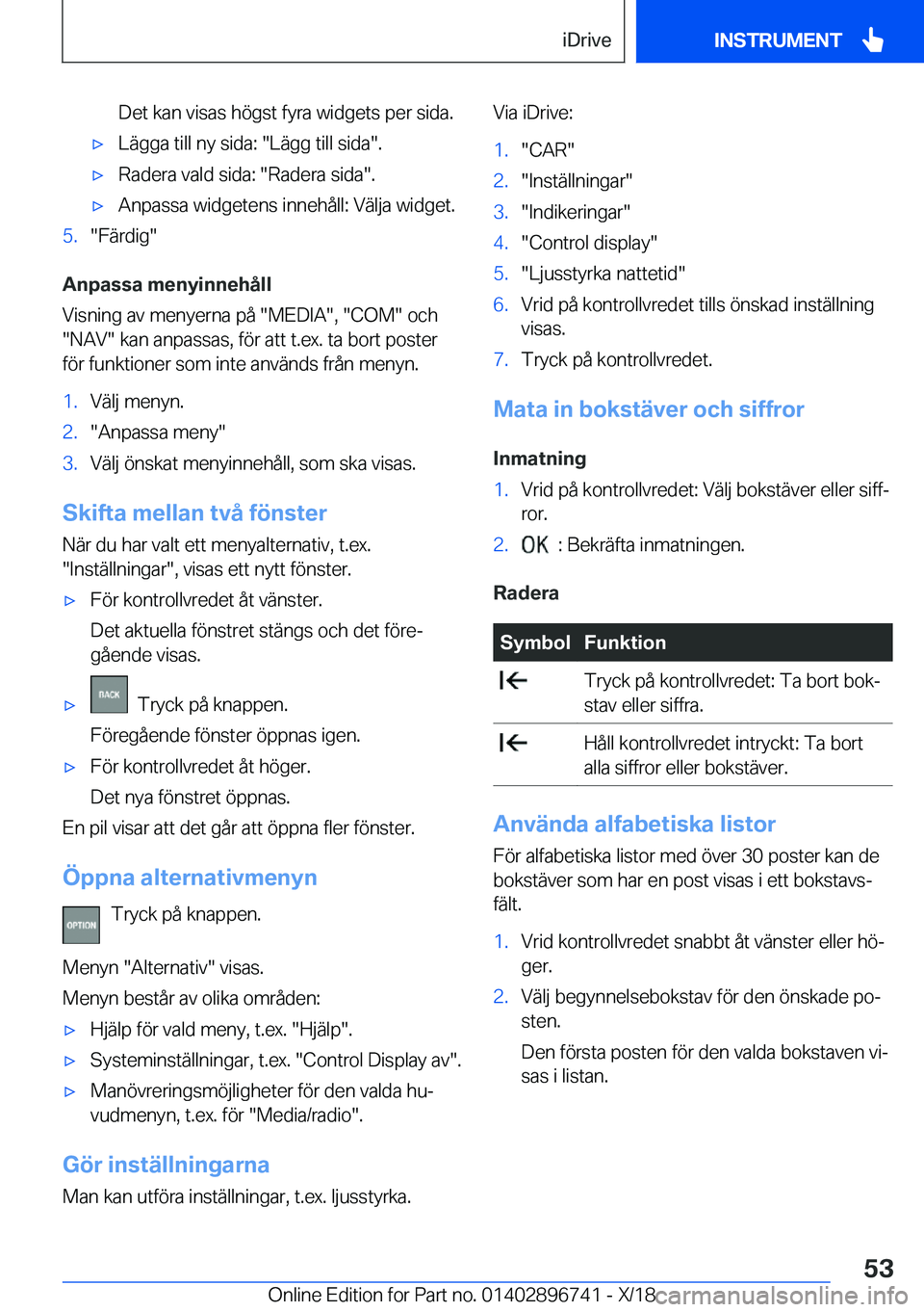 BMW X5 2019  InstruktionsbÖcker (in Swedish) �D�e�t��k�a�n��v�i�s�a�s��h�