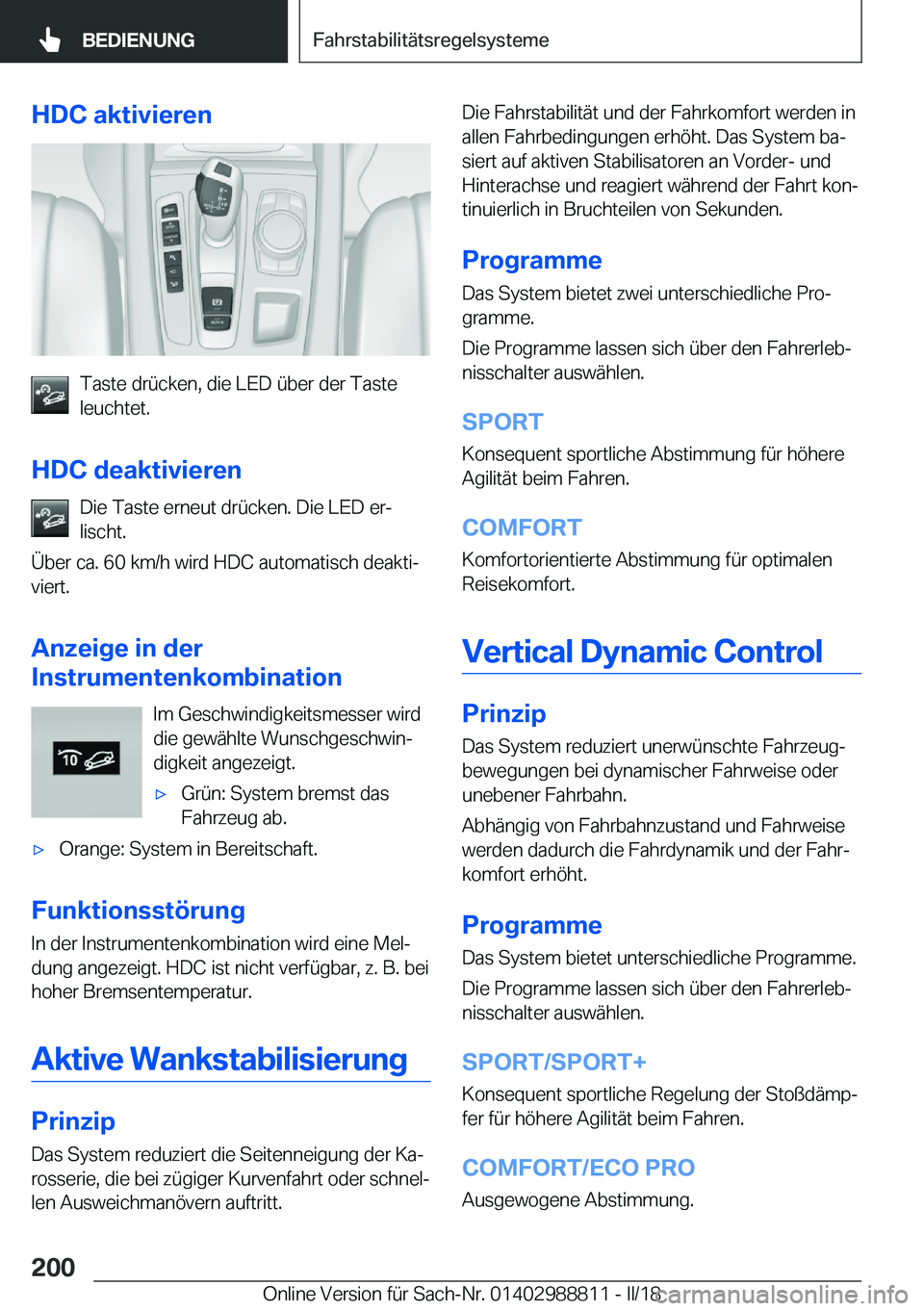 BMW X5 2018  Betriebsanleitungen (in German) �H�D�C��a�k�t�i�v�i�e�r�e�n
�T�a�s�t�e� �d�r�