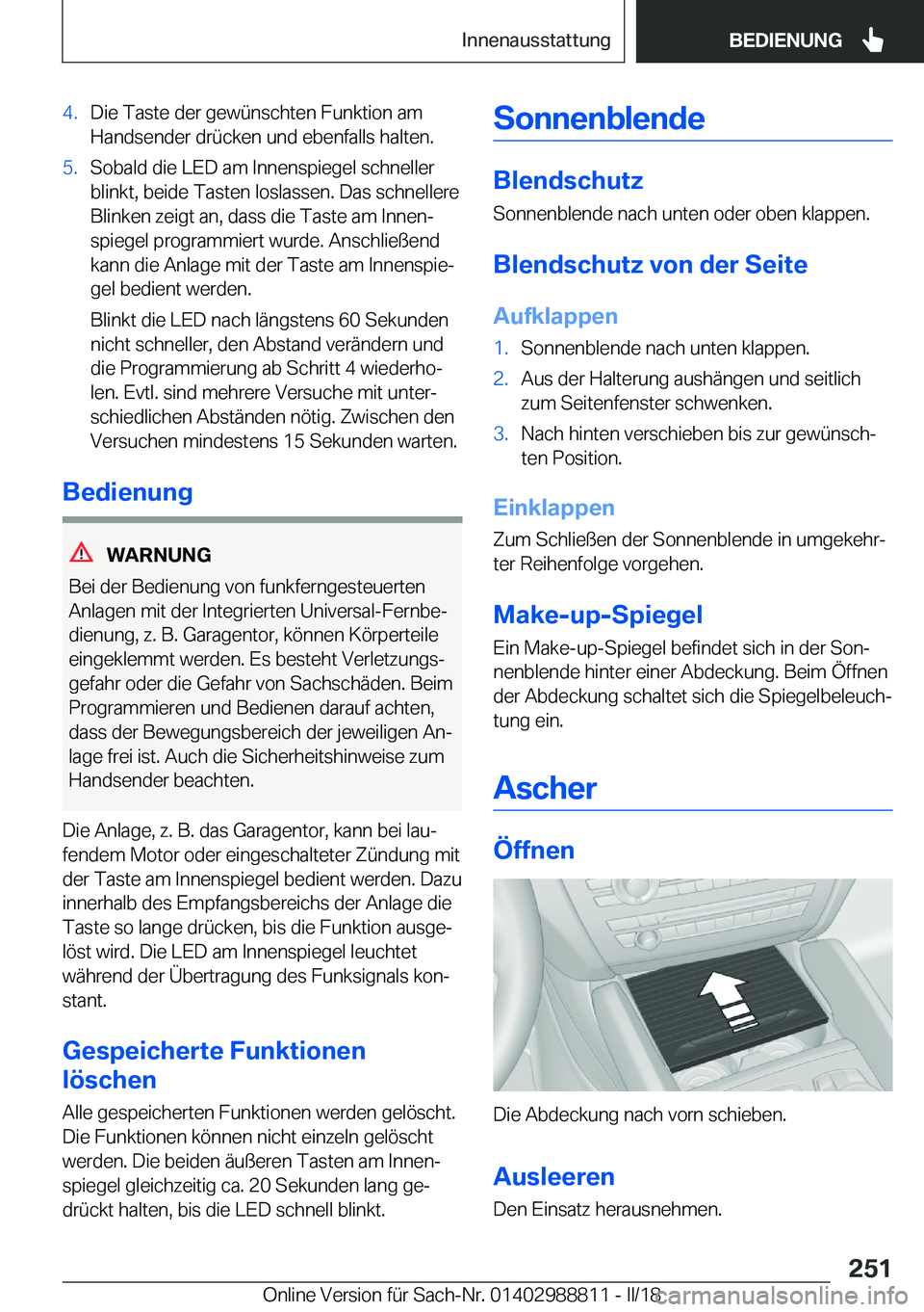 BMW X5 2018  Betriebsanleitungen (in German) �4�.�D�i�e� �T�a�s�t�e� �d�e�r� �g�e�w�