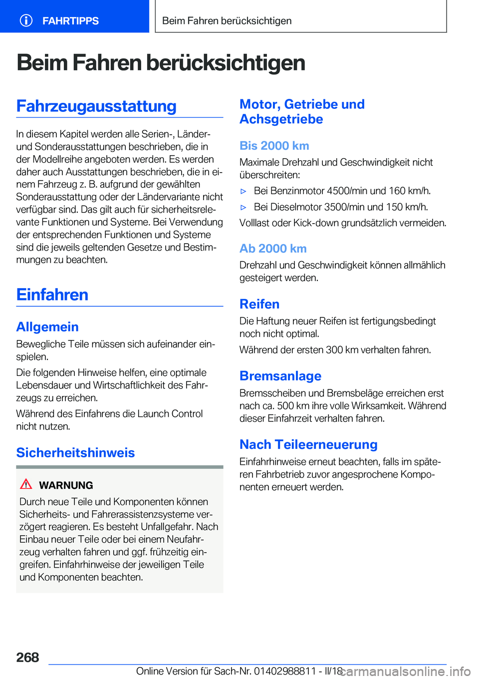 BMW X5 2018  Betriebsanleitungen (in German) �B�e�i�m��F�a�h�r�e�n��b�e�r�