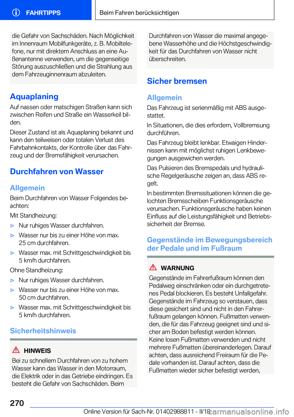 BMW X5 2018  Betriebsanleitungen (in German) �d�i�e� �G�e�f�a�h�r� �v�o�n� �S�a�c�h�s�c�h�