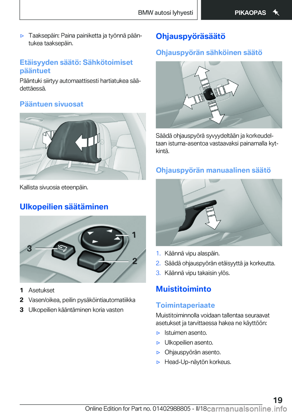 BMW X5 2018  Omistajan Käsikirja (in Finnish) 'x�T�a�a�k�s�e�p�