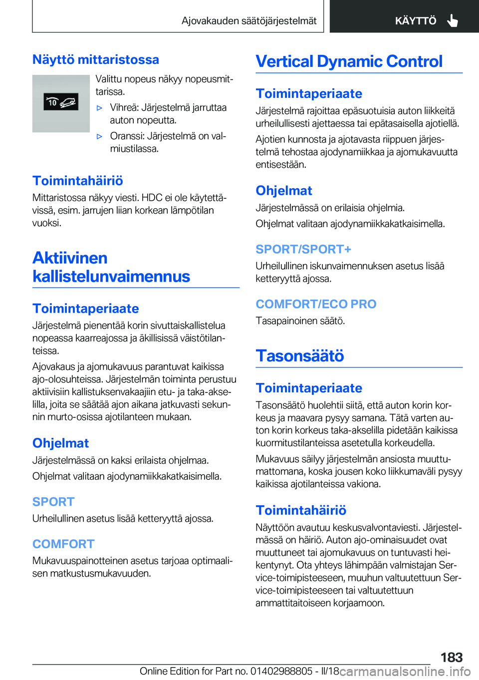 BMW X5 2018  Omistajan Käsikirja (in Finnish) �N�