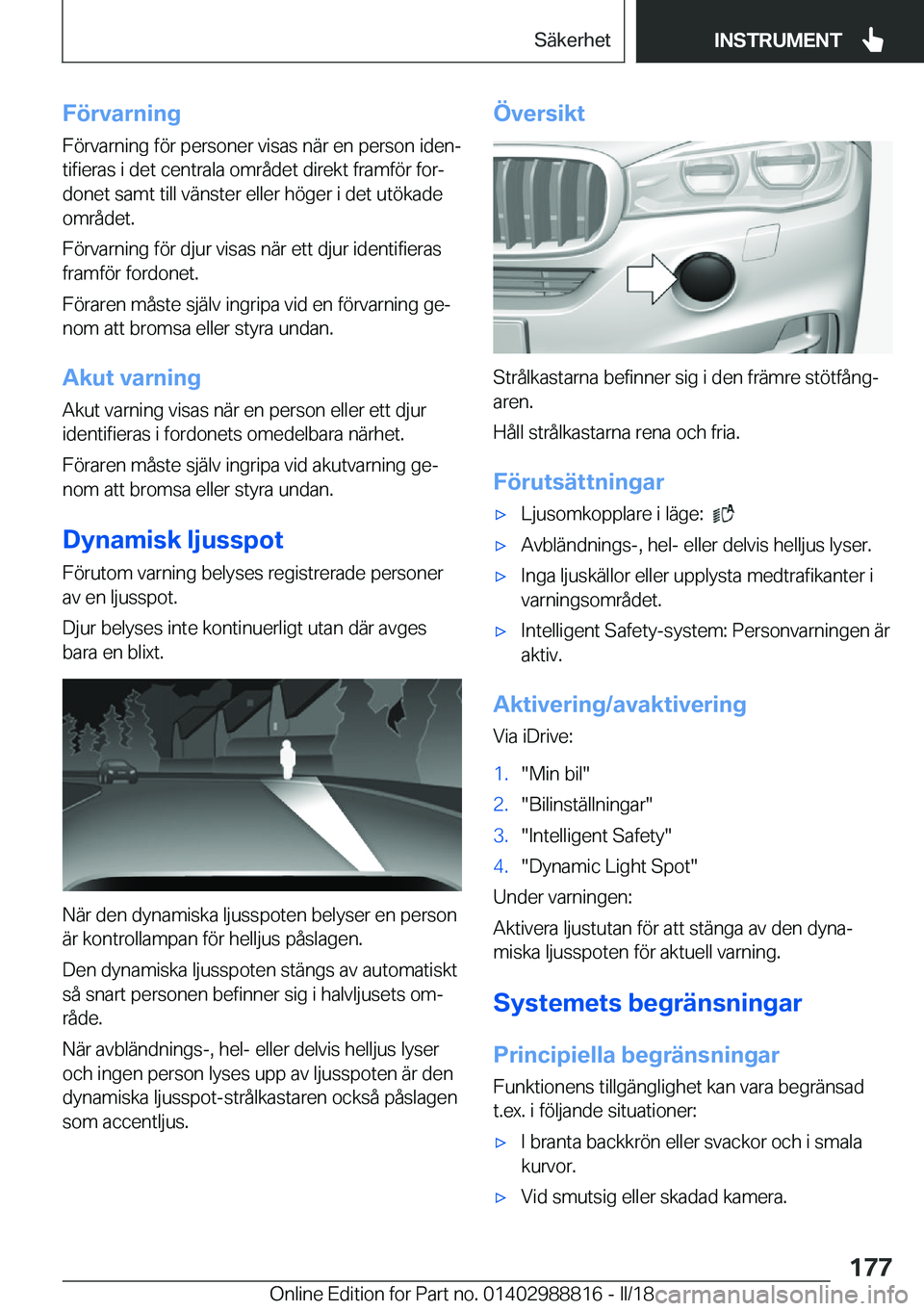 BMW X5 2018  InstruktionsbÖcker (in Swedish) �F�