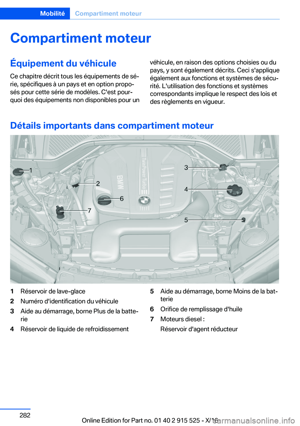 BMW X5 2017  Notices Demploi (in French) �C�o�m�p�a�r�t�i�m�e�n�t��m�o�t�e�u�r�