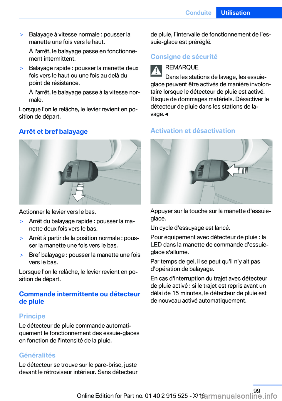 BMW X5 2017  Notices Demploi (in French) 'y�B�a�l�a�y�a�g�e� �à� �v�i�t�e�s�s�e� �n�o�r�m�a�l�e� �:� �p�o�u�s�s�e�r� �l�a�m�a�n�e�t�t�e� �u�n�e� �f�o�i�s� �v�e�r�s� �l�e� �h�a�u�t�.
�
