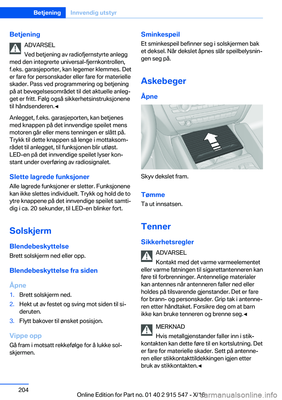 BMW X5 2017  InstruksjonsbØker (in Norwegian) �B�e�t�j�e�n�i�n�g�A�D�V�A�R�S�E�L
�V�e�d� �b�e�t�j�e�n�i�n�g� �a�v� �r�a�d�i�o�f�j�e�r�n�s�t�y�r�t�e� �a�n�l�e�g�g
�m�e�d� �d�e�n� �i�n�t�e�g�r�e�r�t�e� �u�n�i�v�e�r�s�a�l�-�f�j�e�r�n�k�o�n�t�r�o�l�l