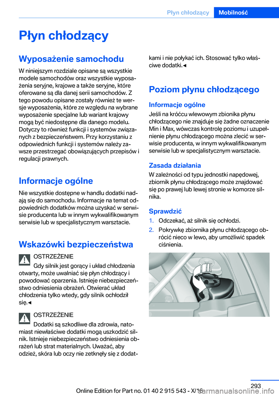 BMW X5 2017  Instrukcja obsługi (in Polish) �P�ł�y�n��c�h�ł�o�d�z�