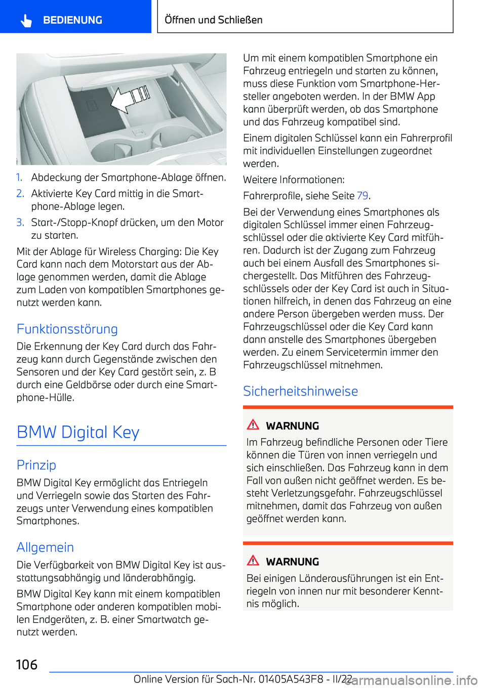 BMW X5 M 2022  Betriebsanleitungen (in German) 1.Abdeckung der Smartphone