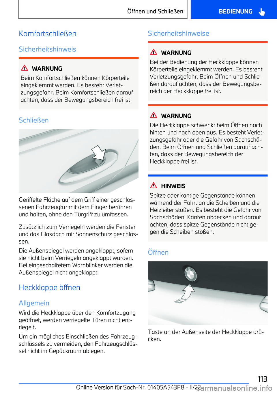 BMW X5 M 2022  Betriebsanleitungen (in German) Komfortschlie