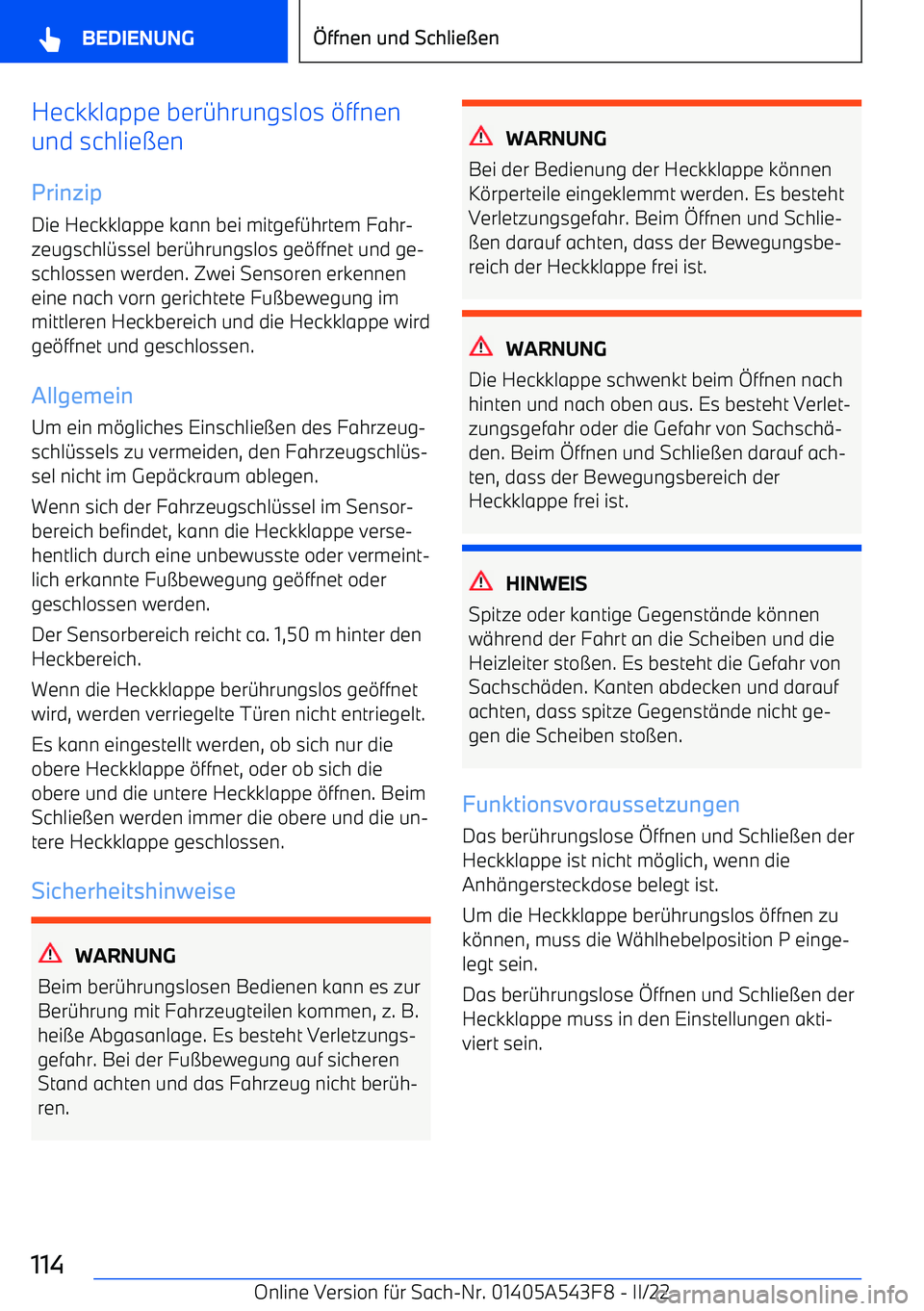 BMW X5 M 2022  Betriebsanleitungen (in German) Heckklappe ber