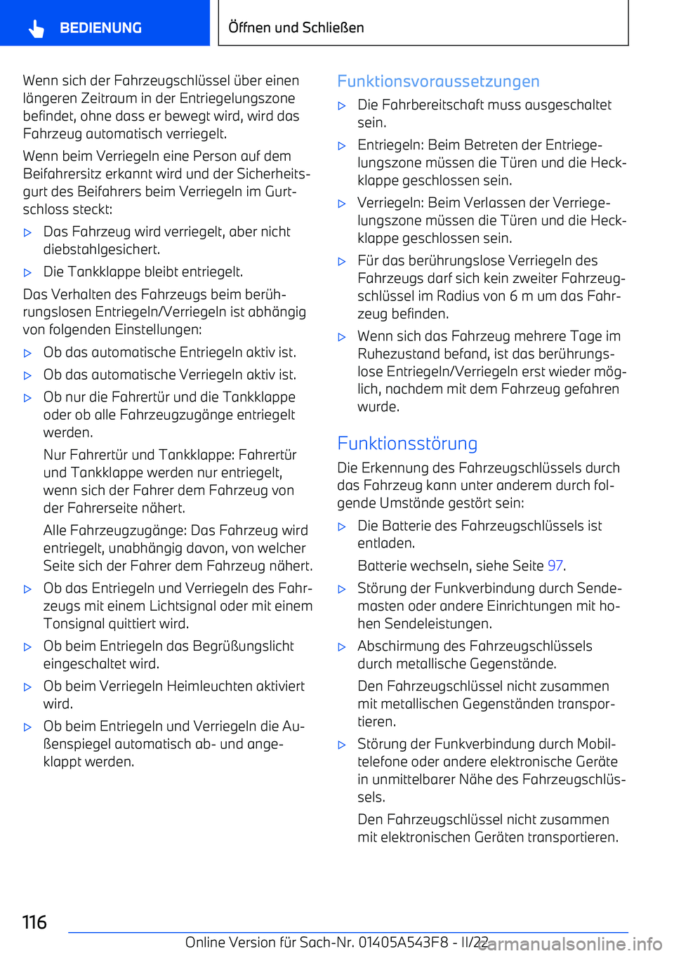 BMW X5 M 2022  Betriebsanleitungen (in German) Wenn sich der Fahrzeugschl