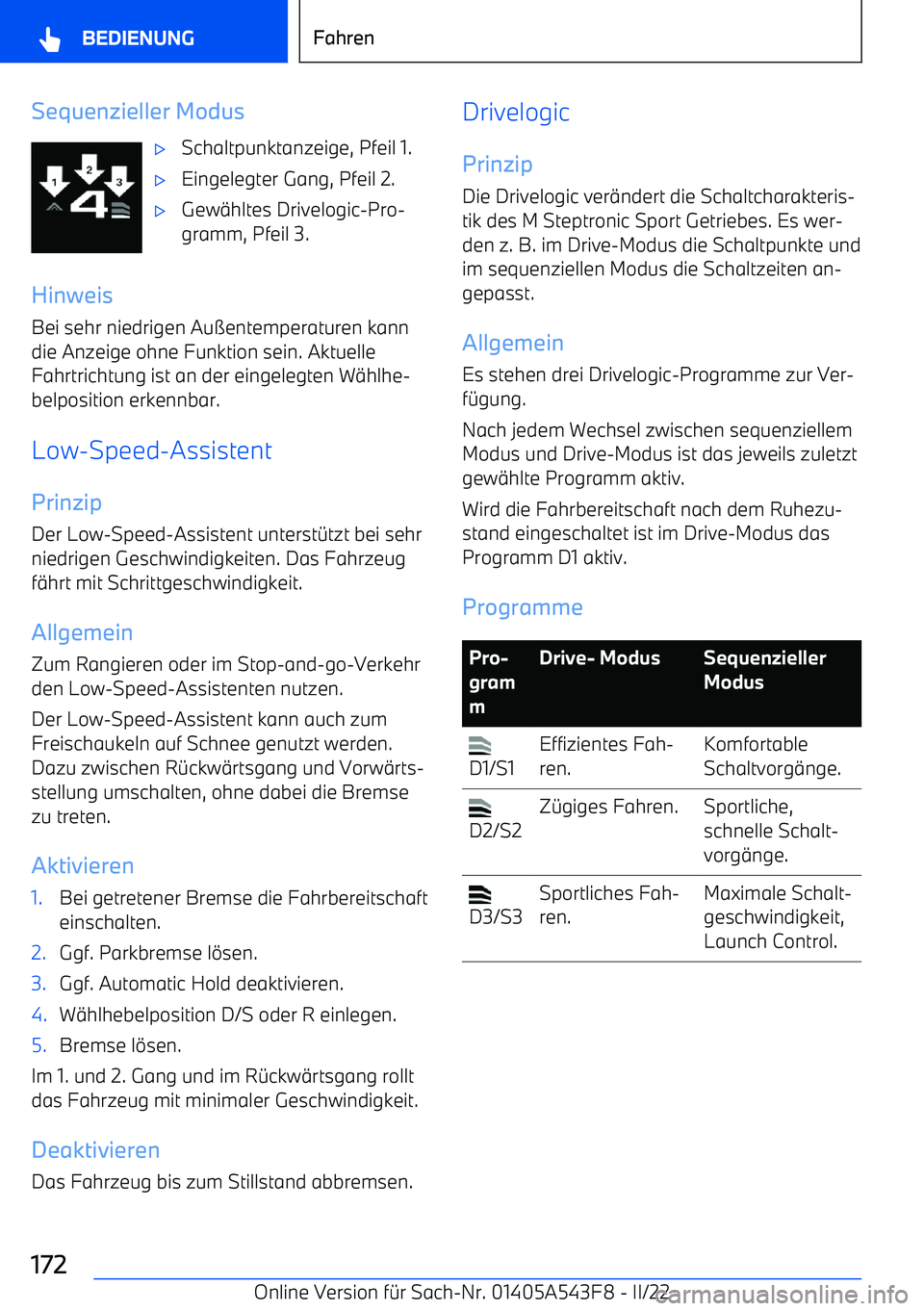 BMW X5 M 2022  Betriebsanleitungen (in German) Sequenzieller Modus