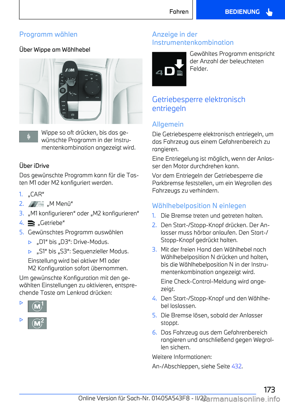BMW X5 M 2022  Betriebsanleitungen (in German) Programm w