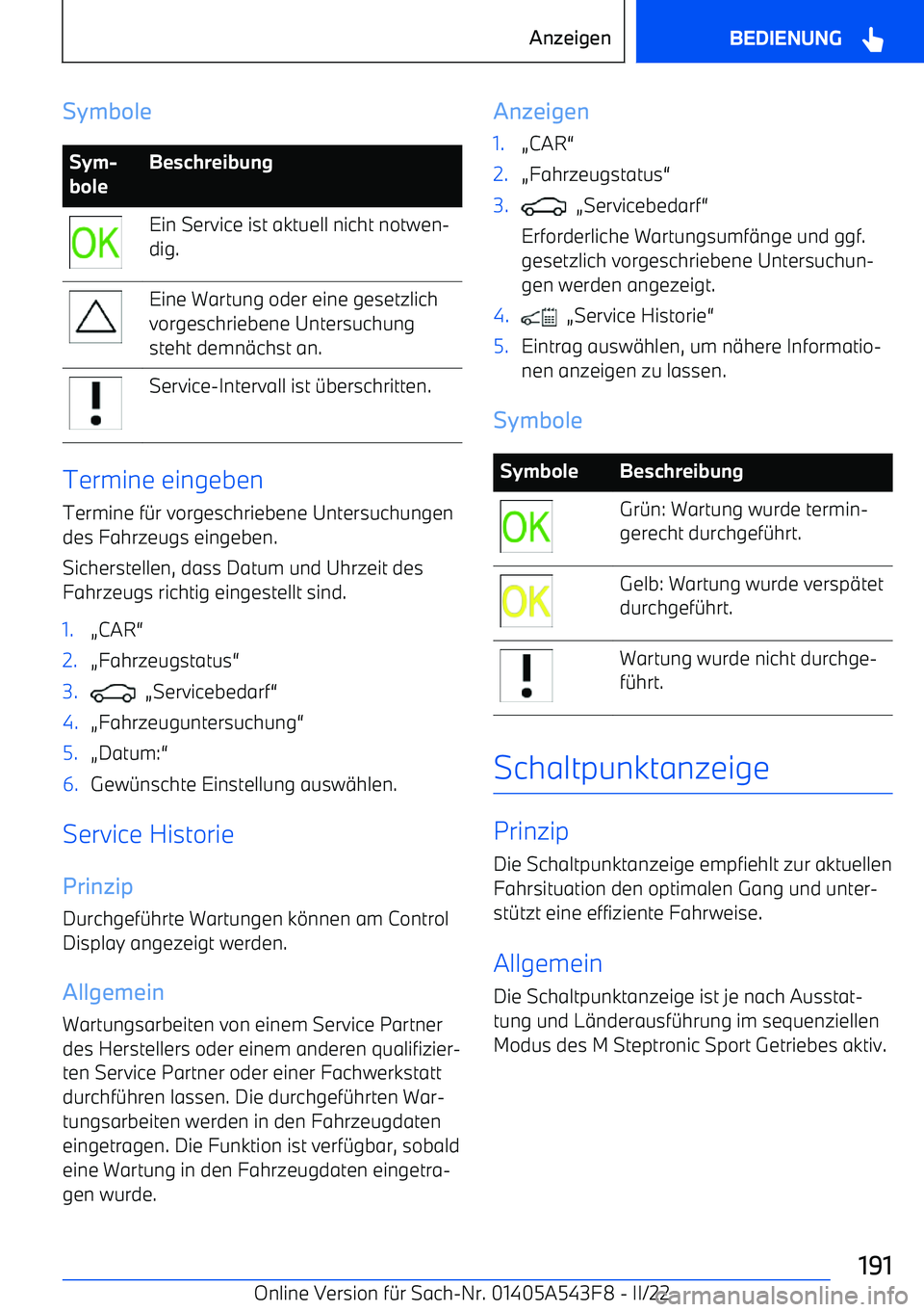 BMW X5 M 2022  Betriebsanleitungen (in German) SymboleSym