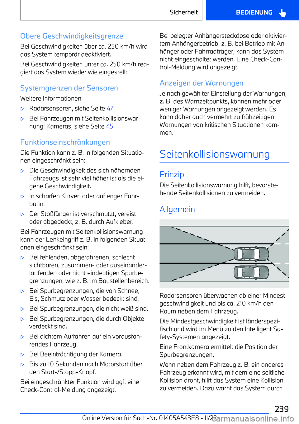 BMW X5 M 2022  Betriebsanleitungen (in German) Obere Geschwindigkeitsgrenze
Bei Geschwindigkeiten 