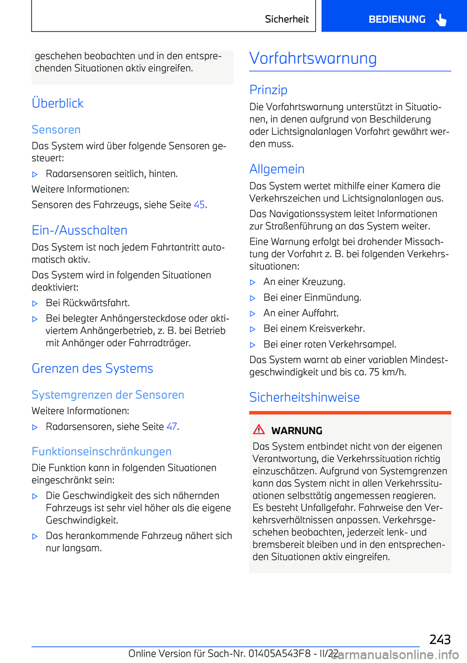 BMW X5 M 2022  Betriebsanleitungen (in German) geschehen beobachten und in den entspre