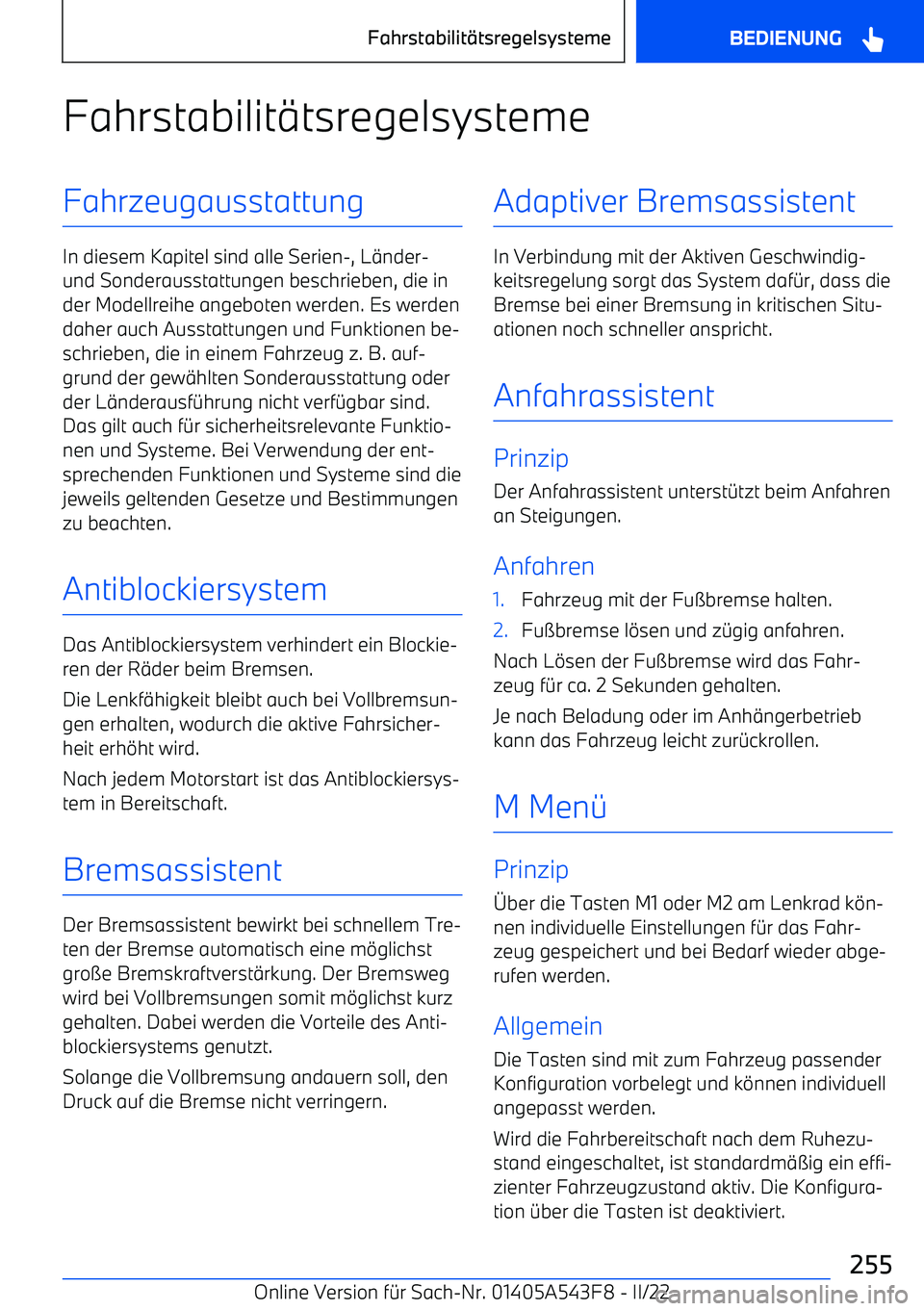 BMW X5 M 2022  Betriebsanleitungen (in German) Fahrstabilit