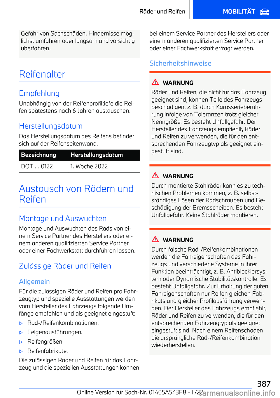 BMW X5 M 2022  Betriebsanleitungen (in German) Gefahr von Sachsch
