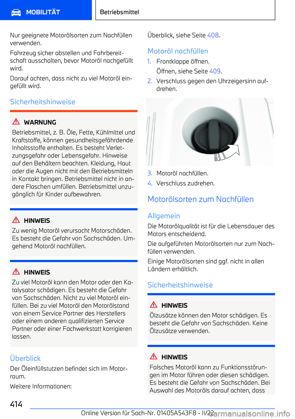 BMW X5 M 2022  Betriebsanleitungen (in German) Nur geeignete Motor
