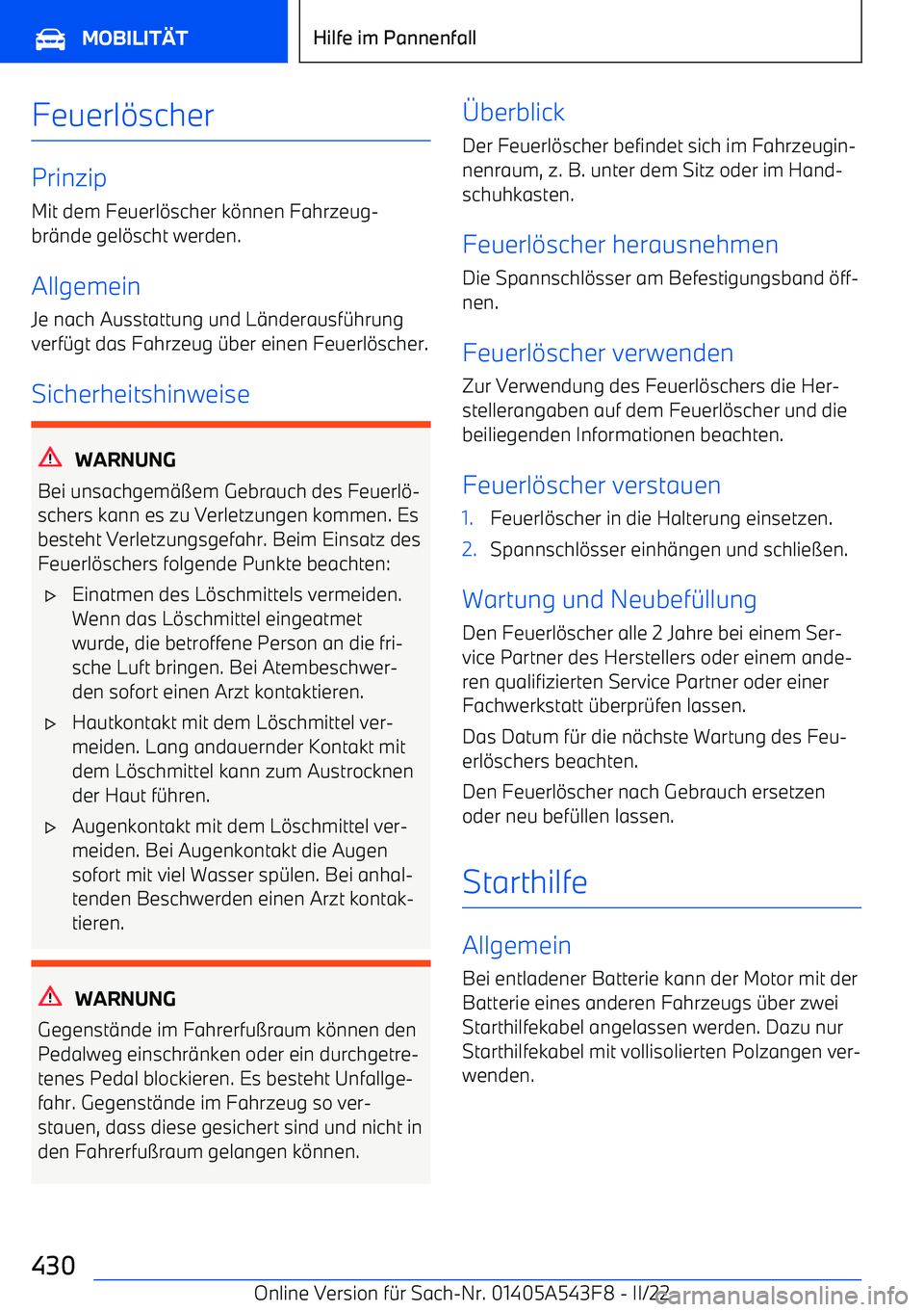 BMW X5 M 2022  Betriebsanleitungen (in German) Feuerl