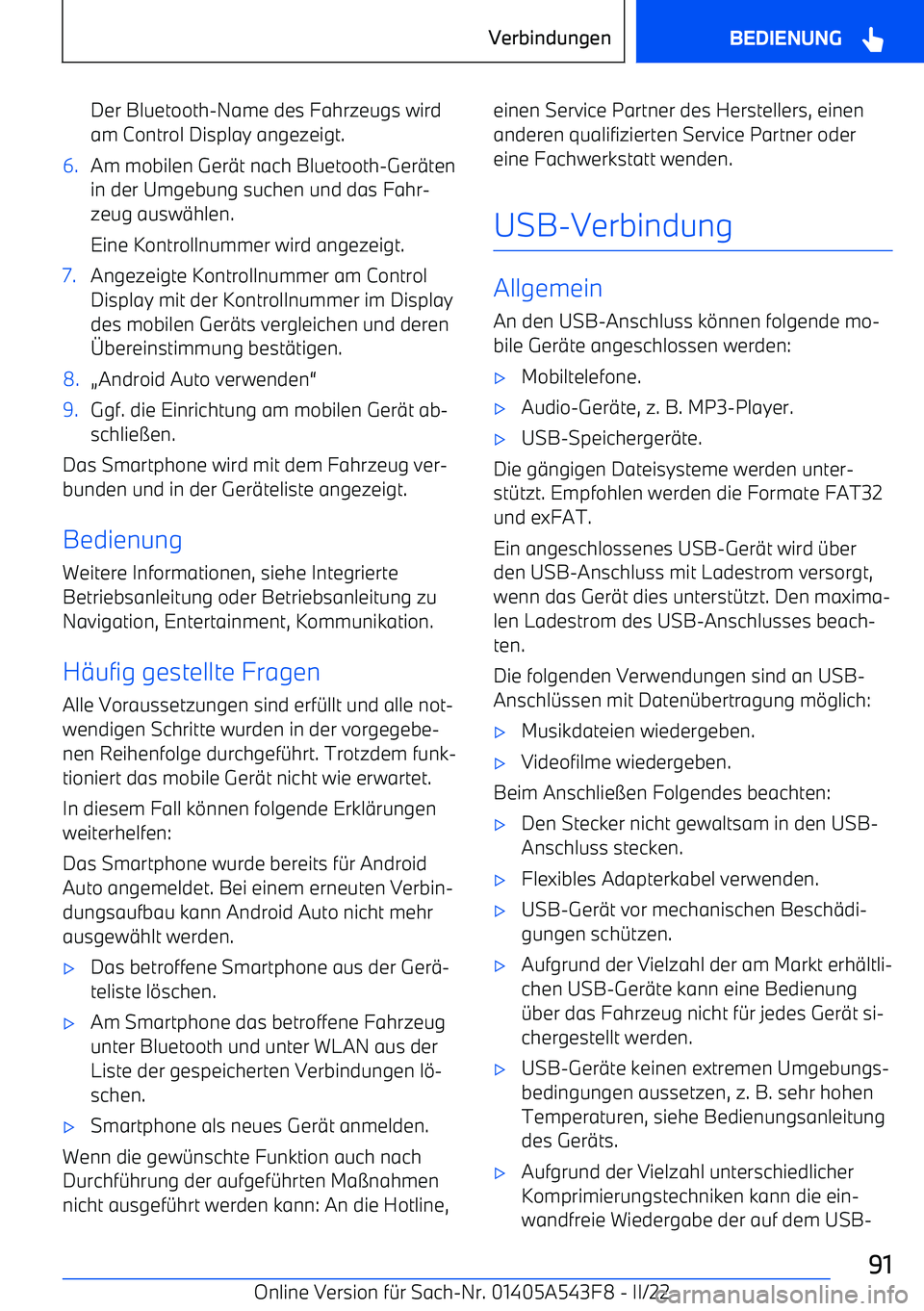 BMW X5 M 2022  Betriebsanleitungen (in German) Der Bluetooth