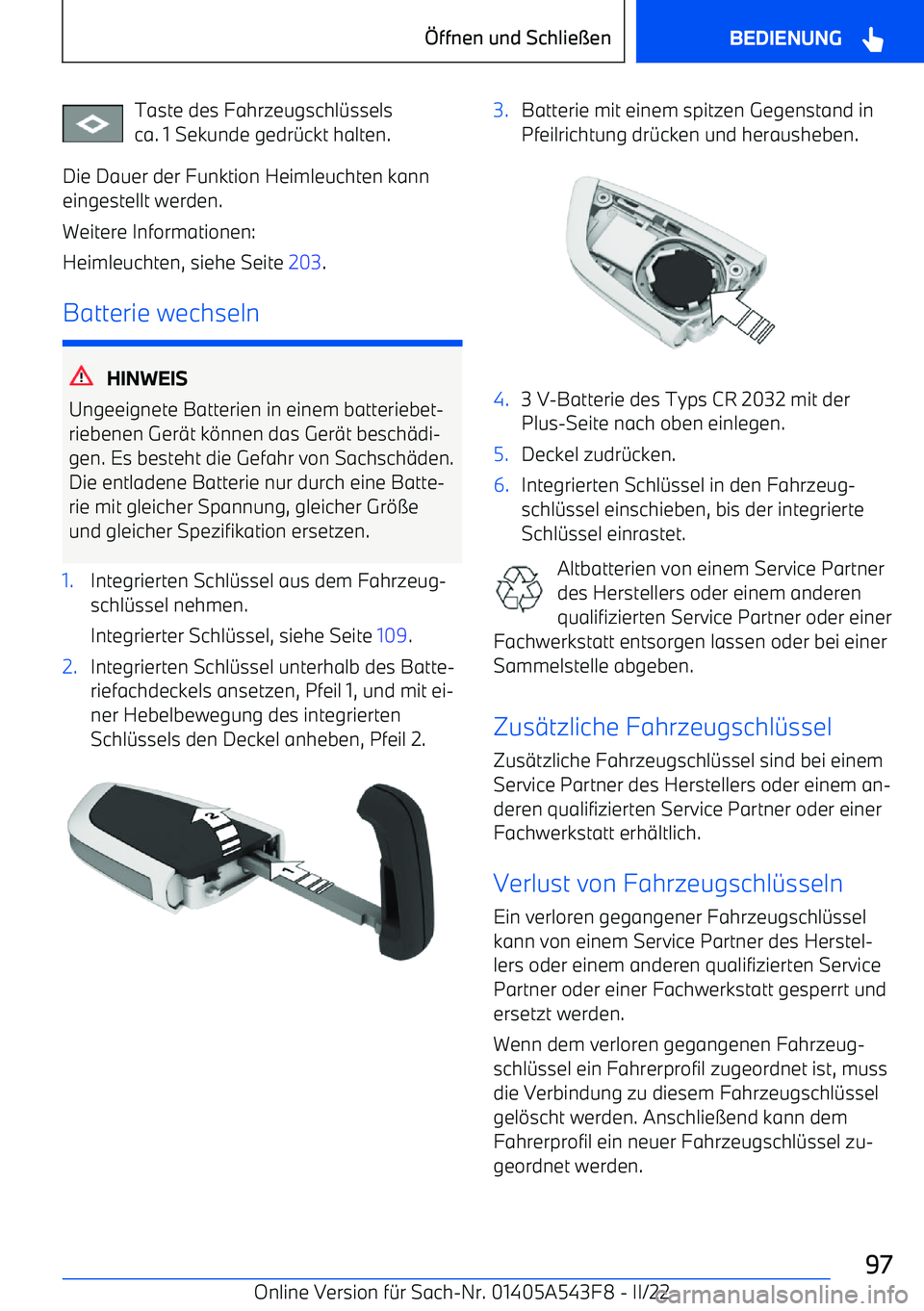 BMW X5 M 2022  Betriebsanleitungen (in German) Taste des Fahrzeugschl
