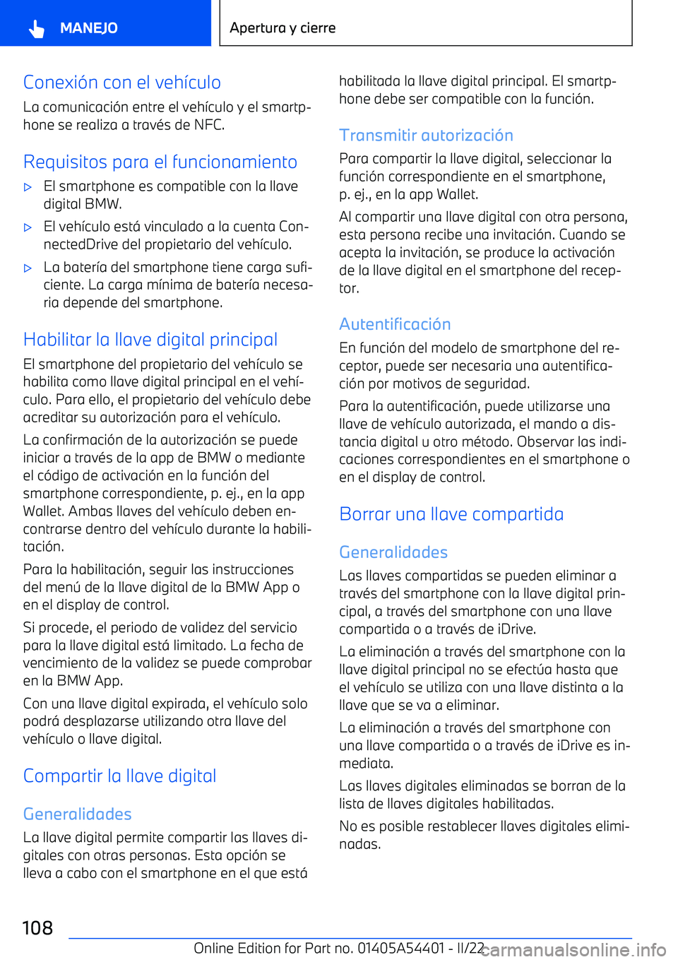 BMW X5 M 2022  Manuales de Empleo (in Spanish) Conexi