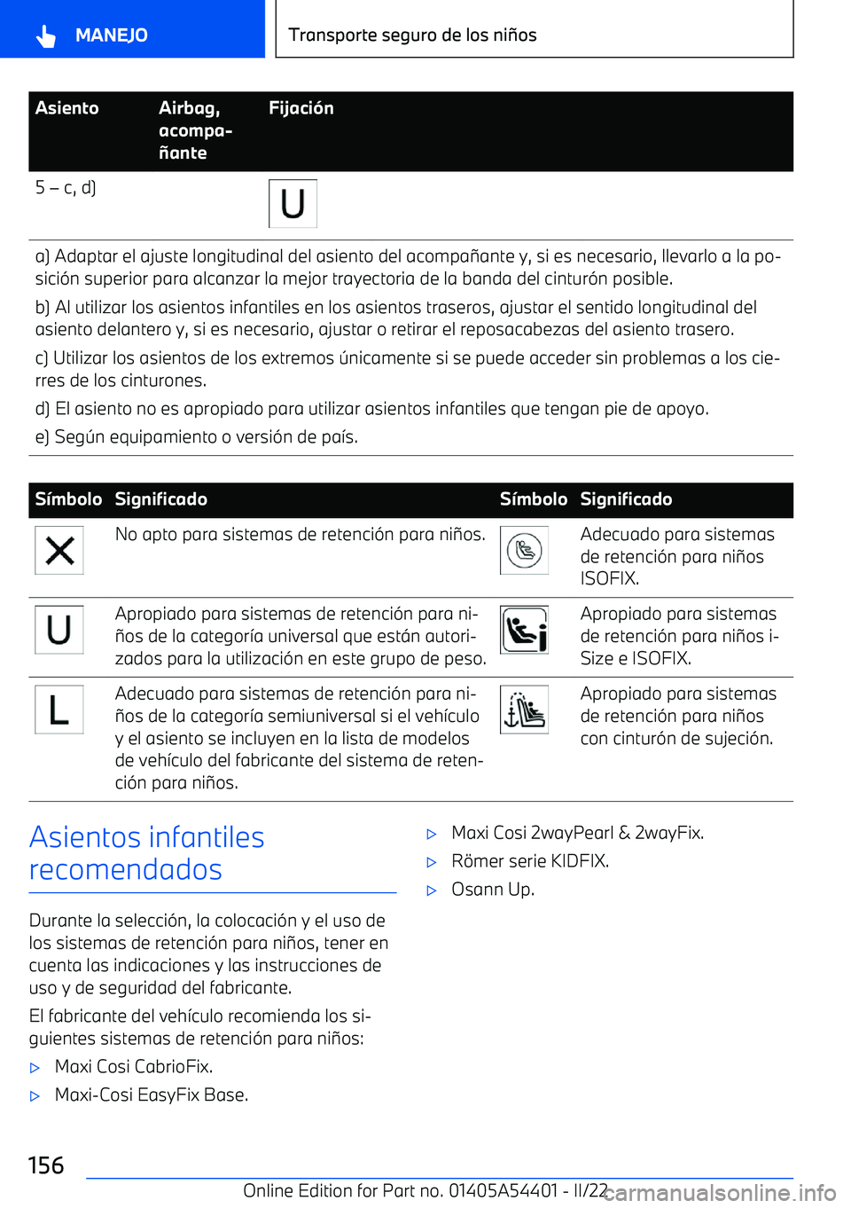 BMW X5 M 2022  Manuales de Empleo (in Spanish) AsientoAirbag,
acompa