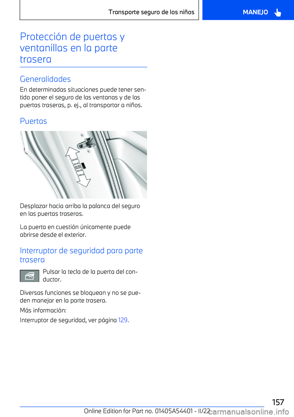 BMW X5 M 2022  Manuales de Empleo (in Spanish) Protecci
