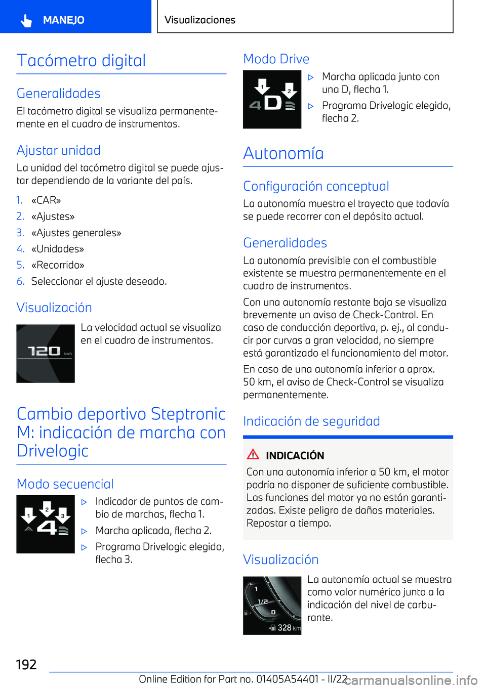 BMW X5 M 2022  Manuales de Empleo (in Spanish) Tac