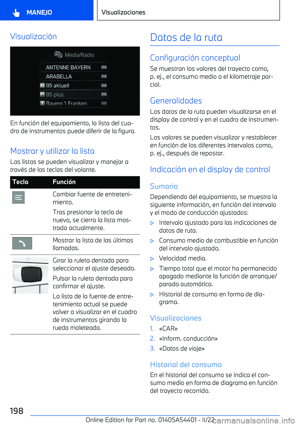 BMW X5 M 2022  Manuales de Empleo (in Spanish) Visualizaci