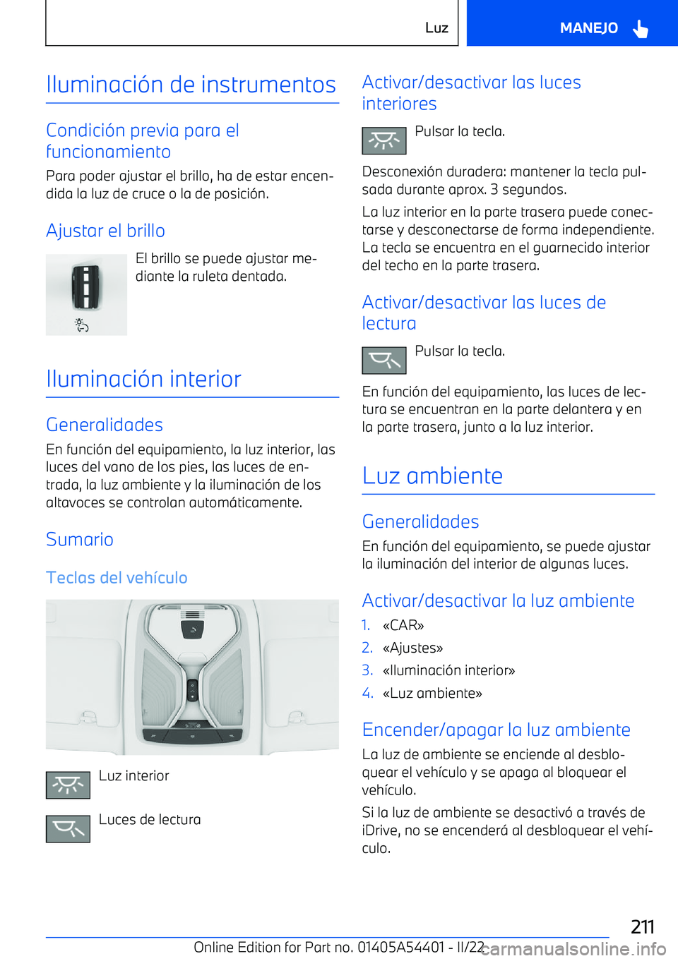 BMW X5 M 2022  Manuales de Empleo (in Spanish) Iluminaci