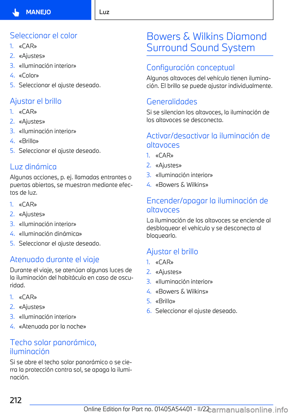 BMW X5 M 2022  Manuales de Empleo (in Spanish) Seleccionar el color1.