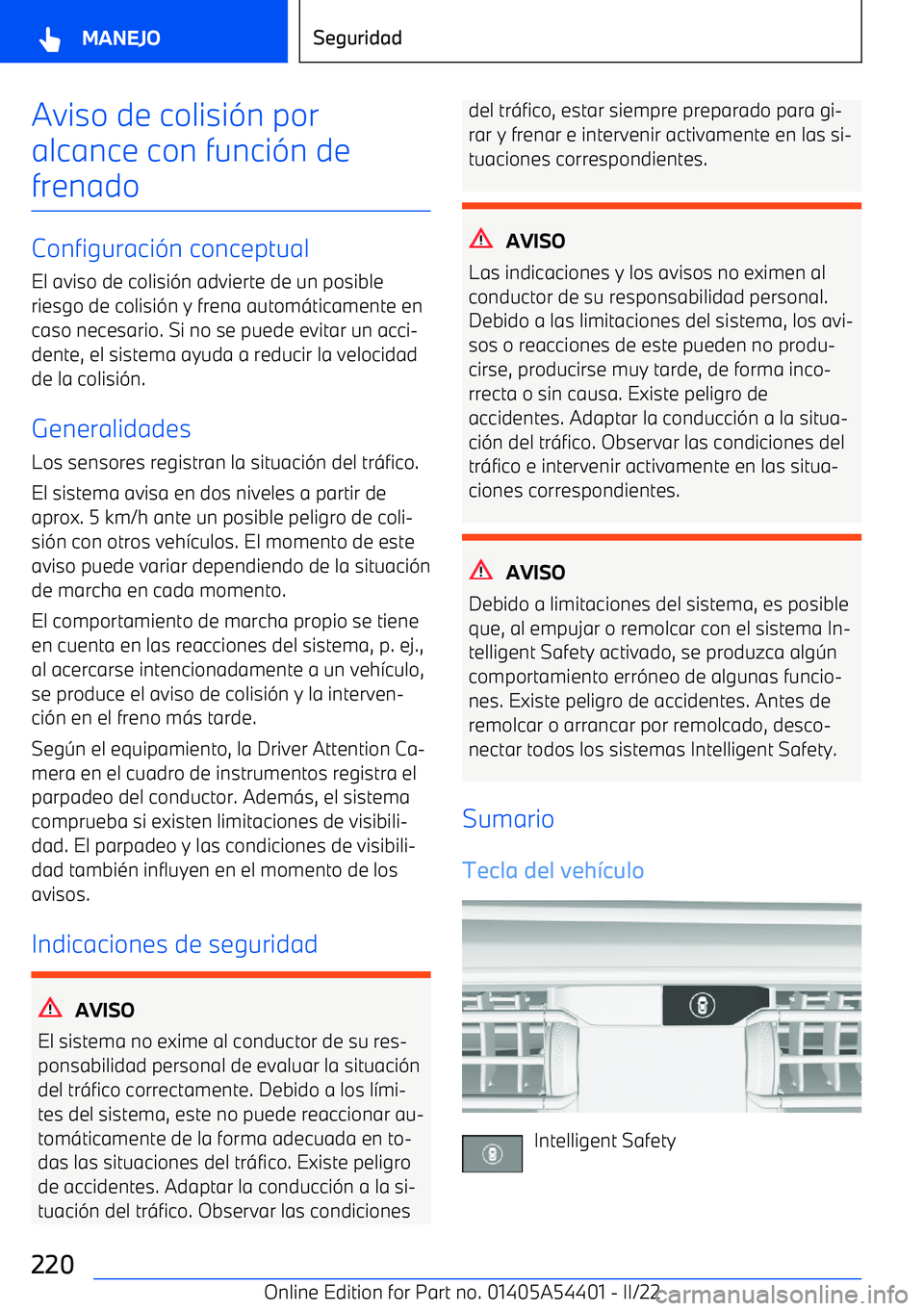 BMW X5 M 2022  Manuales de Empleo (in Spanish) Aviso de colisi