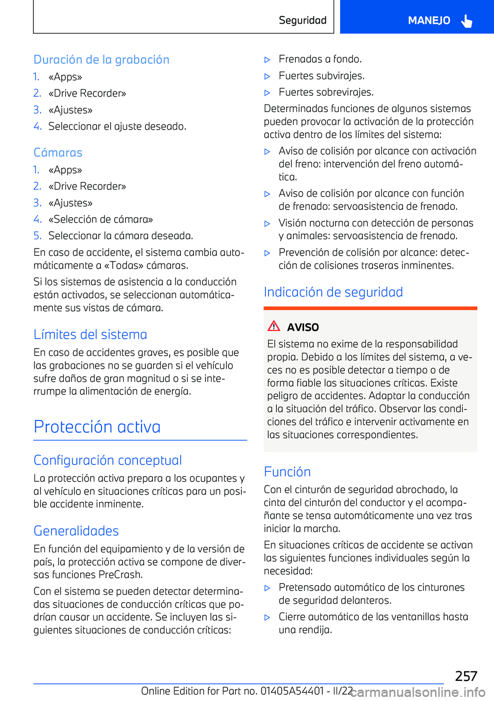 BMW X5 M 2022  Manuales de Empleo (in Spanish) Duraci
