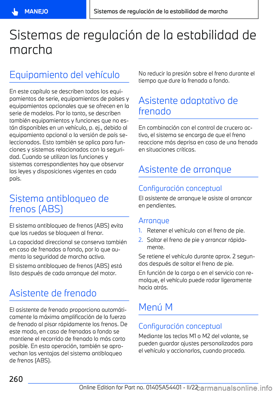 BMW X5 M 2022  Manuales de Empleo (in Spanish) Sistemas de regulaci