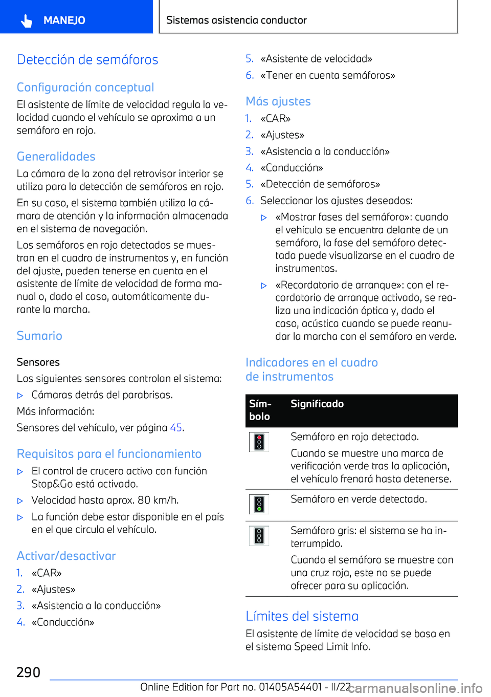 BMW X5 M 2022  Manuales de Empleo (in Spanish) Detecci