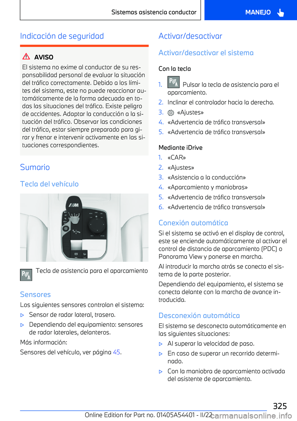 BMW X5 M 2022  Manuales de Empleo (in Spanish) Indicaci