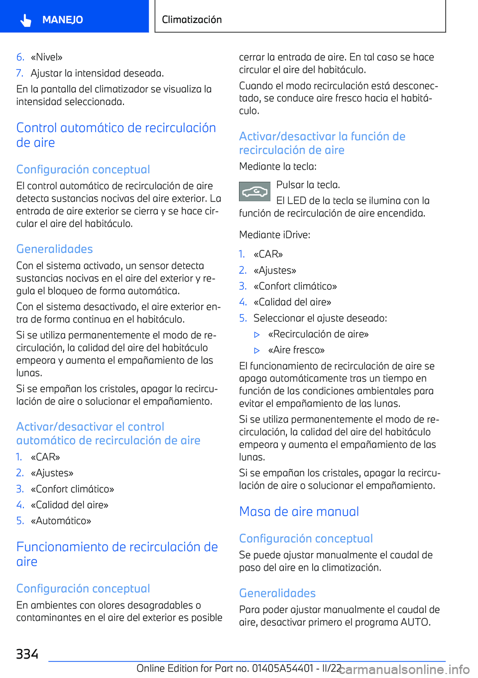 BMW X5 M 2022  Manuales de Empleo (in Spanish) 6.