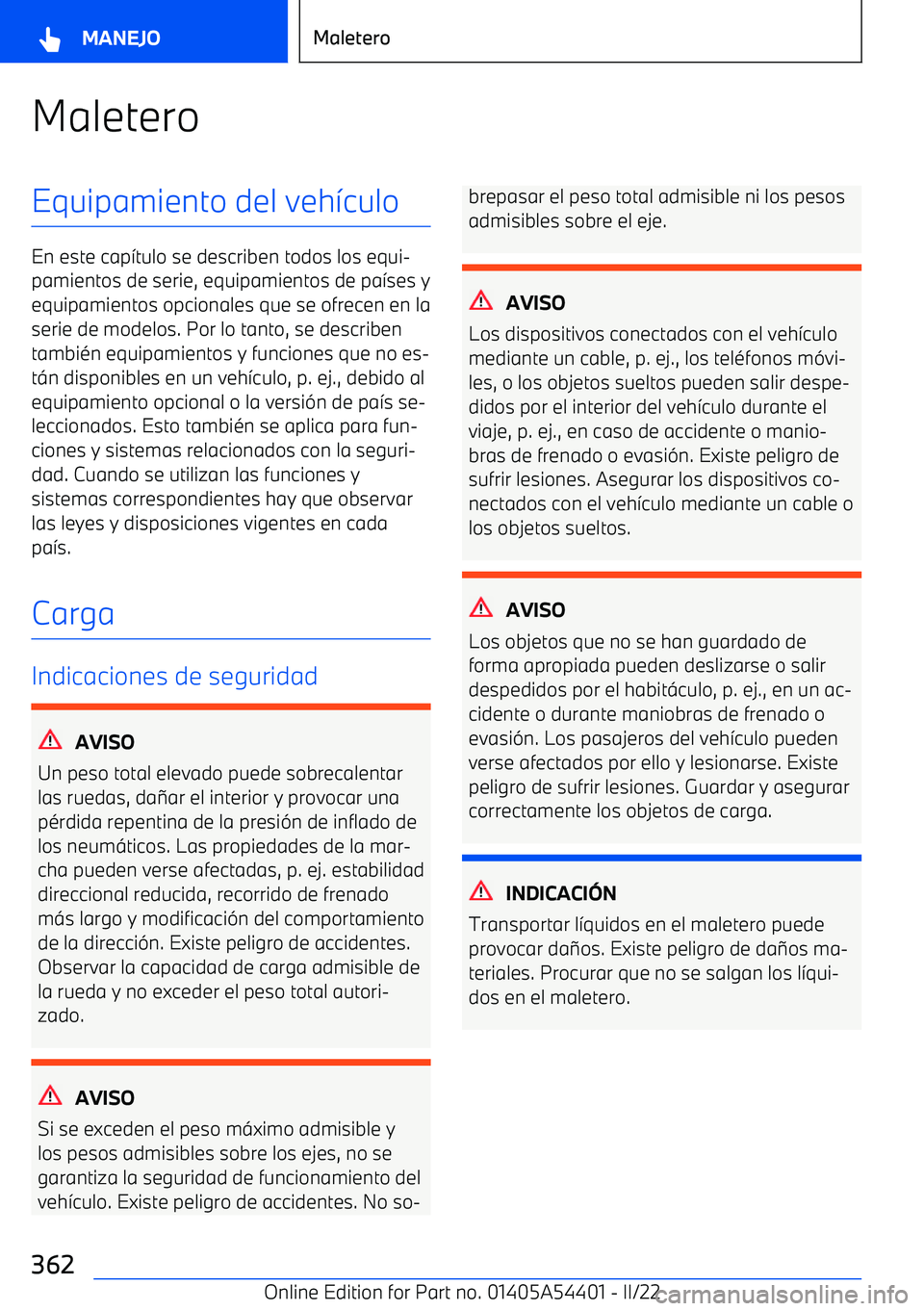 BMW X5 M 2022  Manuales de Empleo (in Spanish) MaleteroEquipamiento del veh